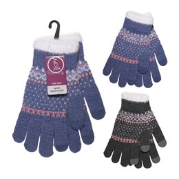 GL1271 Ladies Brushed Gloves With Chenille Contrast Cuff And Touch Screen