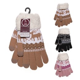 GL1284 Ladies Fairisle Gloves with fleece linning and touch screen