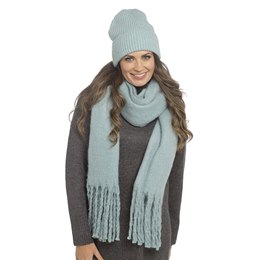 GL1300 Ladies Blue Ribbed Beanie Hat with Turn Up -  (Martching - GL1258 )