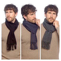 GL1303 Mens Plain Scarf - 176cm x 27cm + 10cm x 2