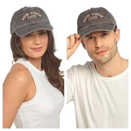 GL1347 Adults Stone Washed Baseball Cap With Emb - New York (96)