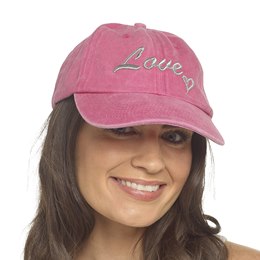 GL1351 Adults  Stone Washed Baseball Cap With Emb - Love (96)