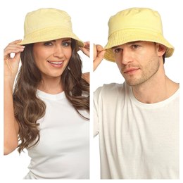 GL1352 Adults Stonewashed Bucket Hat - Lemon