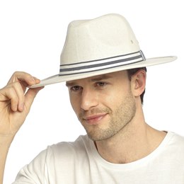 GL1360 Mens Linen Blend Broad Brim