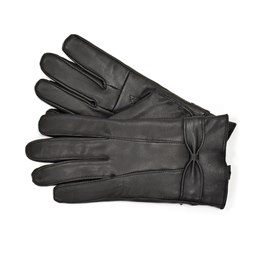 GL147BK Ladies Black Leather Glove with Bow