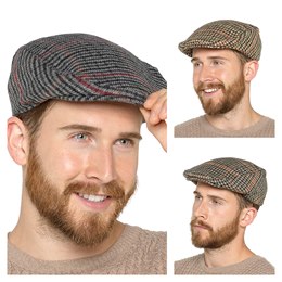 GL228 Mens Checked Flat Cap