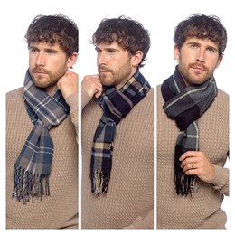 GL382A Mens Checked Scarf - 176cm x 27cm + 10cm x 2