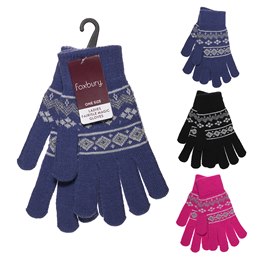 GL540A Ladies Fairisle Gloves With Glitter