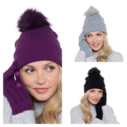 GL550 Ladies Bobble Hat & Touchscreen Glove Set