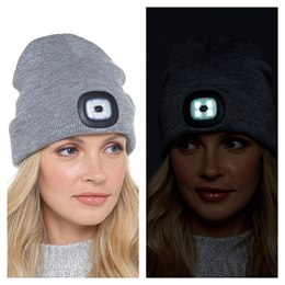 GL596 Ladies Grey LED Beanie Hat