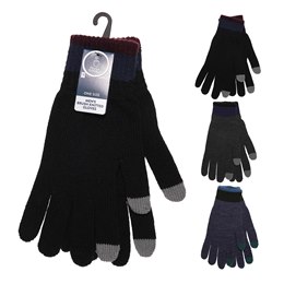 GL631B Mens Touch Screen Gloves with Striped Cuff