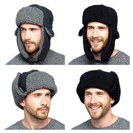 GL644 Mens Fleece Trapper Hat with Borg Lining