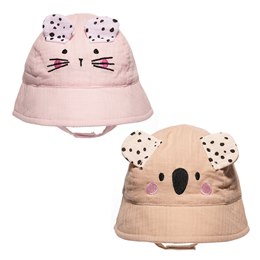 GL666 Baby Girls Embroidered Bucket Hat with Velcro Strap