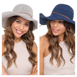 GL675 Ladies Wide Brim Straw Hat with String Detail
