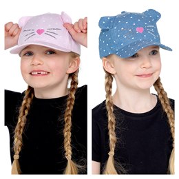 GL676 Girls Heart Print Embroidery Cat Baseball Cap