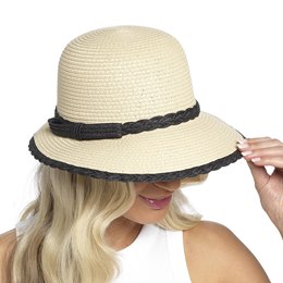 GL701BLK Ladies Cloche Hat With Black Trim