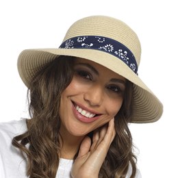 GL749 Ladies Cloche Hat With Ribbon Trim