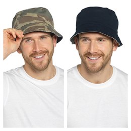 GL783 Mens Camo Print Reversible Bucket Hat