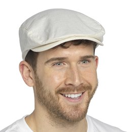 GL798 Mens Cream Flat Cap with Linen