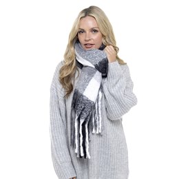 GL826 Ladies Black Check Chunky Scarf