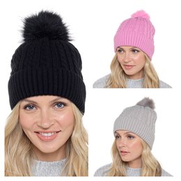 GL838B Ladies Cable Bobble Hat