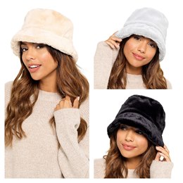 GL867 Ladies Faux Fur Bucket Hat