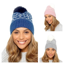GL872A Ladies Bobble Hat with Bead Detail