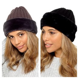 GL878 Ladies Hat with Faux Fur Trim