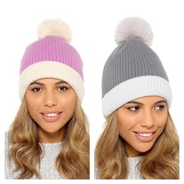 GL885 Ladies Striped Knitted Bobble Hat
