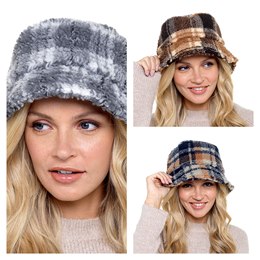 GL897 Ladies Check Borg Hat