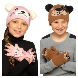 GL900 Kids Animal Hat & Mitten Set