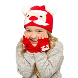 GL901 Kids Santa Hat & Mitten Set