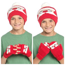 GL901B Kids Santa Hat & Mittens Set