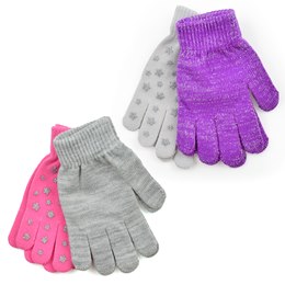 GL917A Girls 2 Pack Magic Glitter Star Gloves