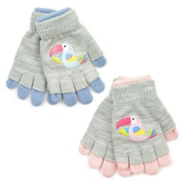 GL918 Girls 2 in 1 Bird Print Magic Gloves