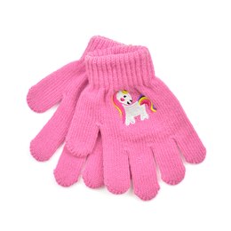 GL935 Girls Gloves with Embroidered Unicorn Motif