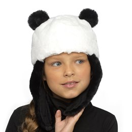 GL945 Girls Panda Hat with Ears & Chin Fastening