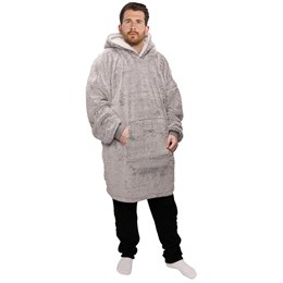 HT005 Adults Shaggy Fleece Hoodie in Grey - Single Layer