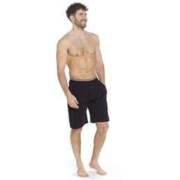 HT036 Mens Jersey Lounge Shorts With Stripe Elasticated Waistband - Black