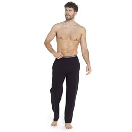 HT038 Mens Jersey Lounge Pants with Stripe Elasticated Waistband - Black