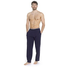 HT039 Mens Jersey Lounge Pants with Stripe Elasticated Waistband - Navy