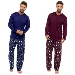 HT071B Mens  Foxbury Jersey Top & Printed Fleece Bottoms