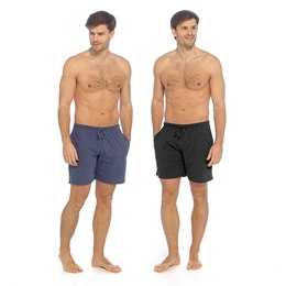 HT076 Mens Jersey 2 Pack Loungewear Shorts - Black & Dark Blue
