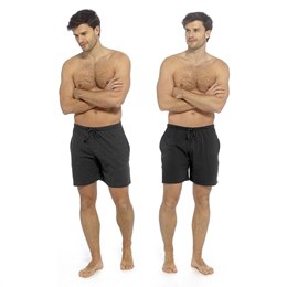 HT078 Mens Jersey 2 Pack Loungewear Shorts - Charcoal Marl & Black
