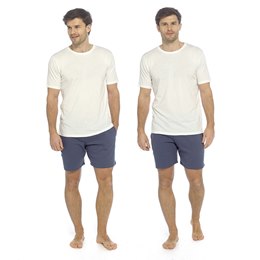 HT079 Mens Jersey Cotton 2 Pack Crew Neck T Shirt - White & White