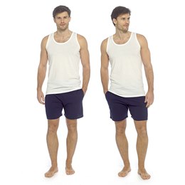 HT081 Mens Jersey Cotton 2 Pack Muscle Back Vest - White & White