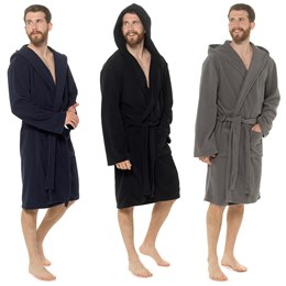HT181 Men's Foxbury Soft Cosy Anti Pill Polar Fleece Hooded Robe