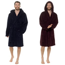 HT183 Mens Foxbury Hooded Long Pile Two Tone Effect Robe