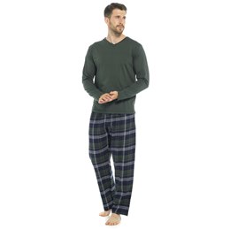 HT203 Men's Foxbury Jersey Top & Woven Yarn Dyed Check Bottoms Pyjama Set