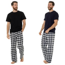 HT239 Men's Foxbury Jersey Short Sleeve T-Shirt & Woven Check Pants - (24pcs)